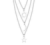 JewelryWe 2/3 cadenas de amistad con colgante redondo de corazón y luna de acero inoxidable, regalo para parejas, amigos, familia, hermana, 2/3 unidades, 18.5 inch (47 cm) plus hanger, Acero