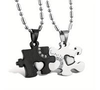Jewelrywe 2pcs Charm Acero Inoxidable "" Puzzle de Amor Colgantes para para Hombres y Mujeres (Un Par)