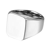 JewelryWe Anillo de acero inoxidable para hombre, anillo de sello pulido brillante con grabado para hombres, plata/oro/negro, talla 52 a 78, Acero inoxidable