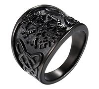 JewelryWe Anillo de Hombre Anillo Vintage Vikingo Irlandés Trinidad Celta Nudo Cruz Anillo Anillo de Sello Anillo de Hombre Acero Inoxidable Plata Oro Negro Tallas US#7 a US#15