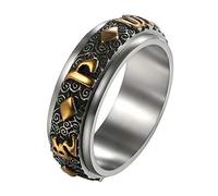 JewelryWe Anillo de hombre tibetano de acero inoxidable El Tibet Spinner Om Mani Padme Hum Bands Budista Girable, Acero inoxidable