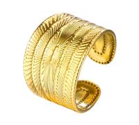 JewelryWe Anillo de mujer abierto ajustable: anillo de acero inoxidable color oro ideas regalo para ella, Acero inoxidable