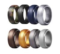 JewelryWe Anillo Deportivos Silicona Hombre: Anillo Paso Transpirable 8mm Ancho Compromiso Propuesta Confesión Paquete de 8 Colores - Para Ocio Negocios Deportes Regalo 70mm