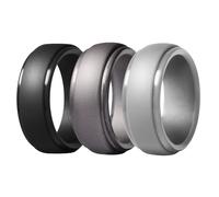 JewelryWe Anillo Deportivos Silicona Hombre: Anillo Paso Transpirable 8mm Ancho Compromiso Propuesta Confesión Paquete de 3 Colores - Para Ocio Negocios Deportes Regalo 54mm