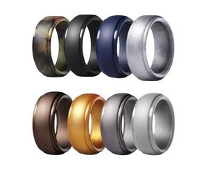 JewelryWe Anillo Deportivos Silicona Hombre: Anillo Paso Transpirable 8mm Ancho Compromiso Propuesta Confesión Paquete de 8 Colores - Para Ocio Negocios Deportes Regalo 60mm