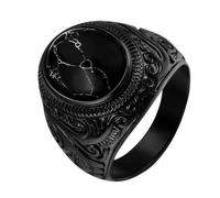 JewelryWe Anillo Piedra Negra Hombre: Anillo de Pulgar de Ónix de Acero Inoxidable 316L Hipoalergénico Antialérgico Gótico Punk Joyería Motero - Para Uso Diario Regalo 70mm