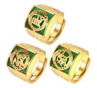 JewelryWe Anillo Sello Ajustable Hombre: Juego de Anillos Pulgar de Oro Abierto Suerte Fortuna de Cobre para Caballero Hipoalergénico Antialérgico 3 Piezas - Para Uso Diario Ocio Regalo