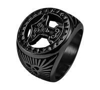 JewelryWe Anillo vikingo con martillo de Thor, para hombre, estilo nórdico, estilo Mjolnir vintage, acero inoxidable, con runa de pirata nórdico, regalo para padre, hijo, amigo, novio, Acero