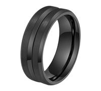 JewelryWe Anillos Compromiso Parejas Negro: Anillo Pulgar de Piedras de Acero Inoxidable para Hombre Circonio Cúbico Hipoalergénico Antialérgico Talla 22 San Valentín - Para Regalo Aniversario