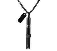 JewelryWe Collar Ansiedad Respiratoria Hombre: Colgante Antiestrés Silbato Mudo de Negro para Mujer de Acero Inoxidable Hipoalergénico Antialérgico - Para Calmar la Respiración Regalo