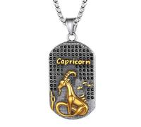 JewelryWe Collar Constelación Zodiaco Hombre: Colgante Capricornio Astrología Horóscopo de Plata y Oro de Acero Inoxidable Hipoalergénico Antialérgico con Cadena de 24 Pulg - Para Uso Diario Regalo