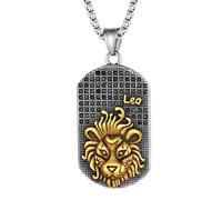 JewelryWe Collar Constelación Zodiaco Hombre: Colgante Leo Astrología Horóscopo de Plata y Oro de Acero Inoxidable Hipoalergénico Antialérgico con Cadena de 24 Pulg - Para Uso Diario Regalo