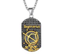 JewelryWe Collar Constelación Zodiaco Hombre: Colgante Sagitario Astrología Horóscopo de Plata y Oro de Acero Inoxidable Hipoalergénico Antialérgico con Cadena de 24 Pulg - Para Uso Diario Regalo