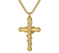 JewelryWe - Collar de hombre y mujer con colgante en forma de cápsula que se puede abrir, porta pastillas con serpiente, regalo conmemorativo, one size, Acero inoxidable, Sin gemas.