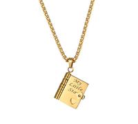 JewelryWe Collar de libro para mujer: My Little Star, abrible, 6 páginas, acero inoxidable 316L, colgante de libros, regalo para cumpleaños, graduación, Acero inoxidable