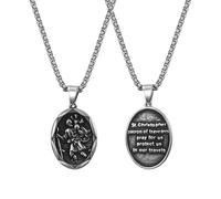 JewelryWe Collar de San Cristóbal Hombre: Colgante de Medalla Religiosa Acero Inoxidable Joyería de Amuletos - Para Regalos