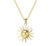 JewelryWe Collar de sol y luna para mujer, oro inoxidable, media luna, luz solar, colgante de amistad, hermana, collar BFF joyas regalo para mujeres adolescentes niñas, Acero inoxidable