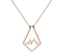 JewelryWe Collar Montaña Soporte Anillo: Colgante de Mujer con Soporte para Anillo de Boda de Acero Inoxidable Hipoalergénico Oro Rosa - Regalos para Esposa Novia