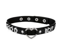 JewelryWe Collar Mujer Choker Cuero: GOOD BOY Corazon, Gargantilla Ajustable Punk Gotico Halloween Regalo,Color Rosa