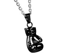 JewelryWe Collar para Hombre, Acero Inoxidable Golden para Hombre Guantes de Boxeo Colgante Collares Motorista de Carreras con 55,88 cm Cadena, Plateado y Negro Dorado,Regalos para Navidad Cumpleaños