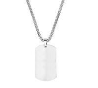 JewelryWe Collar personalizado para hombre con foto y texto grabado, marca de identificación militar estilo ejército colgante con cadena, plata/negro, 5cm x 2.9cm (Anhänger) und 56cm (Kette), Acero
