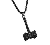JewelryWe Collar Vikingo Martillo Thor: Colgante de Personalidad Gótica Estilo Punk para Hombre Hipoalergénico Acero Inoxidable Negro - para Uso Diario Ocio Regalos