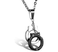 JewelryWe Joyería Acero Inoxidable Diamante de de Amor Para Colgante con Cadena de 55cm, Collar para Mujeres y Hombres, Negro Plateado, con Regalo