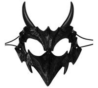 JewelryWe Máscara de Disfraces Terror Diablo: Máscara Secundaria de Anime Calavera Gótico Plástico Negro para Mujer y Hombre Fiesta de Halloween Carnaval Juego de Rol - Para Disfraces Cosplay