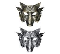 JewelryWe Máscara Fiesta Lobo Hombre: Máscaras de Animales Plástico Vintage Mascarada Halloween Carnaval Juego de Rol 2 Piezas - Para Disfraces Cosplay Regalos