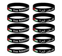 JewelryWe Palestina Pulsera Palestina Bandera Palestina Silicona Perlas Pulseras con Letras Palestina Ajustable Pulsera Palestina Souvenir Rojo Verde Negro Blanco, Silicona