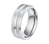 JewelryWe - Par de anillos redondos para hombre y mujer, promesa "Real Love" con corazón pintado personalizado para compromiso, matrimonio y San Valentín, estilo a elección, Acero inoxidable