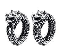 JewelryWe Pendientes Aro Clip Lobo: Aretes Vintage Forjados sin Agujeros para Hombre y Mujer Plata Acero Inoxidable Hipoalergénico Antialérgico - Para Uso Diario Fiesta Regalo