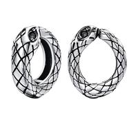 JewelryWe Pendientes Aro Clip Serpiente: Aretes Vintage Forjados sin Agujeros para Hombre y Mujer Plata Acero Inoxidable Hipoalergénico Antialérgico - Para Uso Diario Fiesta Regalo