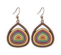 JewelryWe Pendientes Boho Esmalte Colorido Geometrico - Estilo Tribal Etnico Vintage del Oeste - Joyeria Bohemia Artesanal para Mujer