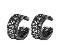 JewelryWe Pendientes Cartílago Hombre Mujer: Aretes de Clip Runa Vikinga sin Agujero Unisex Vintage Acero Inoxidable Austable Hipoalergénico - Para Uso Diario Fiesta Regalo