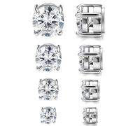 JewelryWe Pendientes Clip Magnéticos Circonita: Aretes de Clip de Cubic Zirconia Redondos para Hombre y Mujer 5-8mm Ancho 4 Pares - Para Uso Diario Regalo