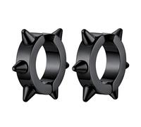 JewelryWe Pendientes Clip Remache Unisex: Aretes Negro Aro de Acero Inoxidable para Hombre y Mujer Hip Hop Punk Hipoalergénico Antialérgico - Para Uso Diario Regalo