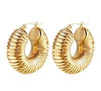 JewelryWe Pendientes de aro para mujer de oro: Chunky Triángulo Rectángulo Gotas Acero Inoxidable Geométrico Pequeño Pendientes Huggie Pendientes Gruesos Ligeros Hipoalergénicos Pendientes Regalo para