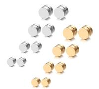 JewelryWe Pendientes magnéticos de acero inoxidable para hombre y mujer, falsos dilatadores, sin agujero, color negro, 6 mm, 8 mm, 10 mm, 12 mm, Acero inoxidable