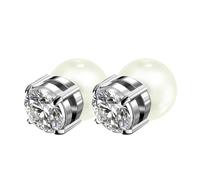 JewelryWe Pendientes Magnéticos Perlas Mujer: Aretes sin Perforar de Perla Nlanca en Forma de Pan Hipoalergénico 8mm - Para Uso Diario Fiesta Negocios Regalo