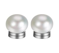 JewelryWe Pendientes Magnéticos Perlas Mujer: Aretes sin Perforar de Perla Nlanca en Forma de Pan Hipoalergénico 6mm - Para Uso Diario Fiesta Negocios Regalo