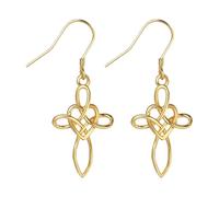 JewelryWe Pendientes Mujer Celtas Cruz: con Corazon Infinito en Plata 925 - Amor Eterno Fe Irlandesa - Aguja Hipoalergenica Mujer - Joyeria Celta