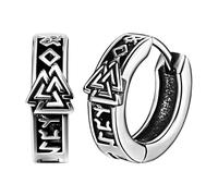 JewelryWe Pendientes vikingos con forma de cruz de runa vikinga, de acero inoxidable, diseño de runas nórdicas, pendientes Huggie con colgante de cruz, vintage, punk, pendientes para hombre y mujer
