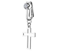 JewelryWe Piercing falso para el ombligo, plata para mujer, acero quirúrgico, falso, con corazón, alas de ángel, estrella, luna, serpiente, cruz, colgante de circonita, falso belly, piercing para el