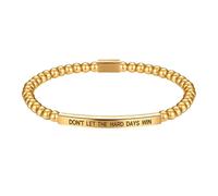 JewelryWe Pulsera de cuentas inspiradora para mujer: Don't Let The Hard Days Win grabada, de acero inoxidable, ajustable, joyería motivacional para hijas, hermanas y amigas, adult, Acero inoxidable