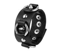 JewelryWe Pulsera de cuero ajustable para hombre con tachuelas Punk Rock con remaches, anillo de remache, para hombre