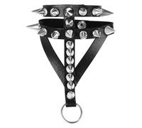 JewelryWe Pulsera de cuero para hombre Punk gótico Leather Bracelet con colgante cadena color negro regalo para hombre, Taglia unica, Cuero