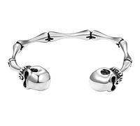 JewelryWe Pulsera para hombre, con diseño de calavera, alambre trenzado, abierto, acero inoxidable, dorado y plateado, 19 centimeters, Acero inoxidable