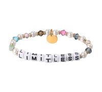 JewelryWe Pulsera para mujer con cuentas de letras: pulsera de perlas elásticas sin límites con perlas de cristal coloridas, elegante pulsera de la amistad, joyas motivadoras para mujeres, niñas