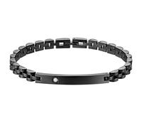 JewelryWe Pulsera personalizada para parejas con grabado de acero inoxidable con circonitas, enlace, pulsera con placa de identificación, pulsera de pareja, pulsera de la amistad, San Valentín, pareja